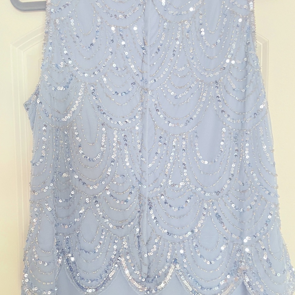 NWT J Kara Sleeveless Evening Gown Dusty Blue/Silver  Size 16 - Picture 7 of 14